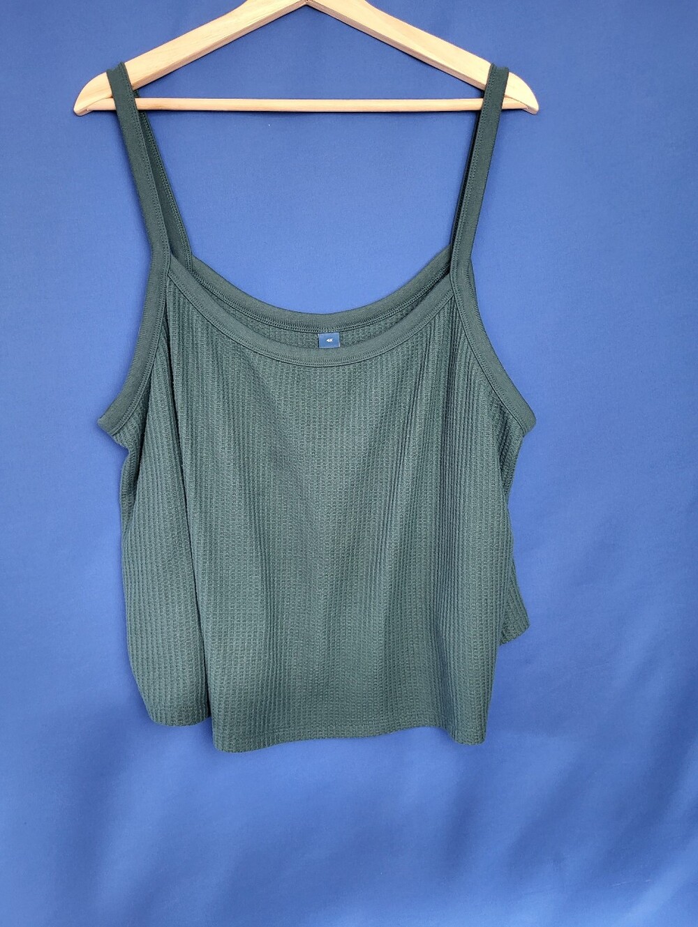Old Navy Waffle Knit tank top Moss Green Size 4X 22" pit to pit stretches